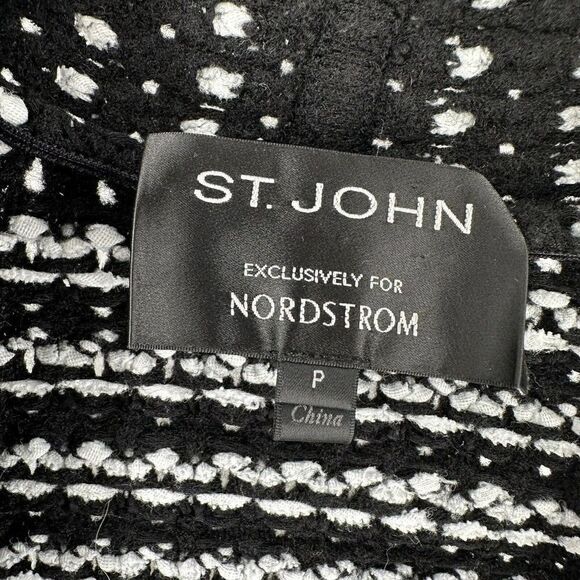 St John Nordstrom Cardigan Sweater Black Open Front Size P US 2 Wool Blend Knit - Picture 7 of 8